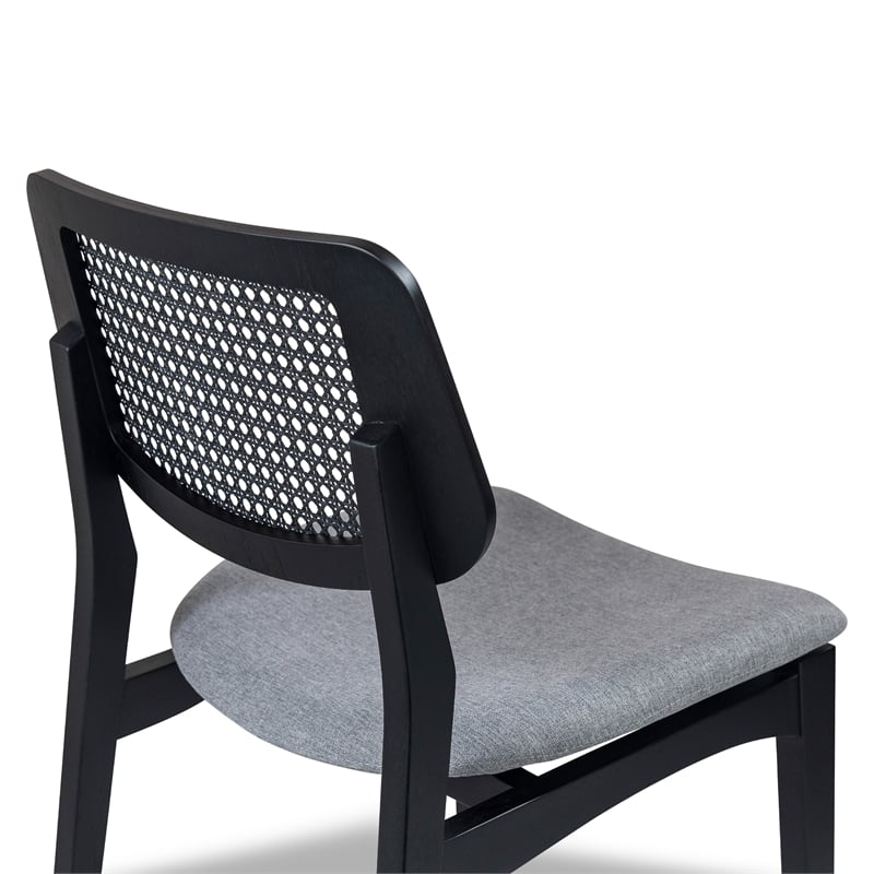Urbia Modern Brazilian Beth Cane Side Chair in Essence Grey Seat Ebano