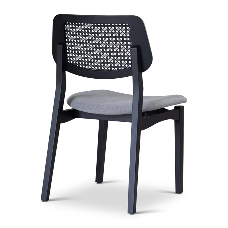 Urbia Modern Brazilian Beth Cane Side Chair in Essence Grey Seat Ebano