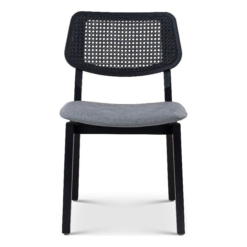 Urbia Modern Brazilian Beth Cane Side Chair in Essence Grey Seat Ebano
