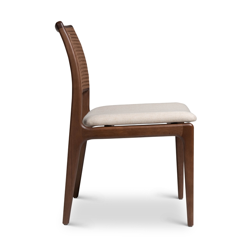 Urbia Modern Brazilian Charlotte Cane Side Chair in Medley Ivory Seat Nogal