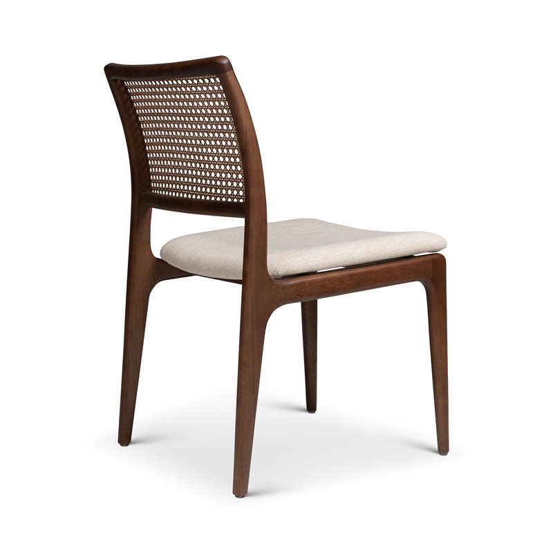 Urbia Modern Brazilian Charlotte Cane Side Chair in Medley Ivory Seat Nogal