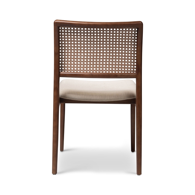 Urbia Modern Brazilian Charlotte Cane Side Chair in Medley Ivory Seat Nogal