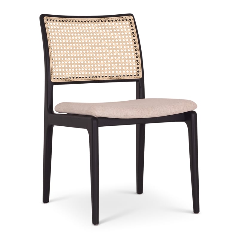 Urbia Modern Brazilian Charlotte Cane Side Chair in Medley Ivory Seat Ebano