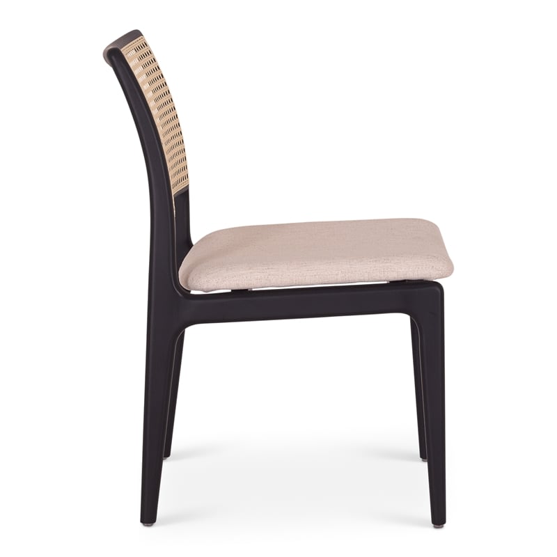 Urbia Modern Brazilian Charlotte Cane Side Chair in Medley Ivory Seat Ebano