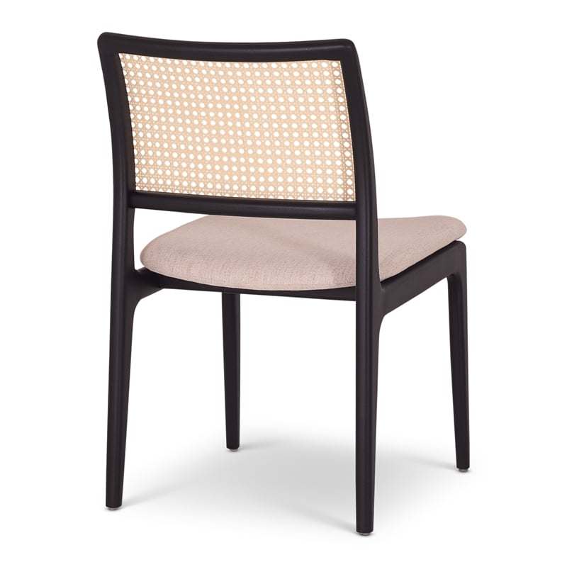 Urbia Modern Brazilian Charlotte Cane Side Chair in Medley Ivory Seat Ebano