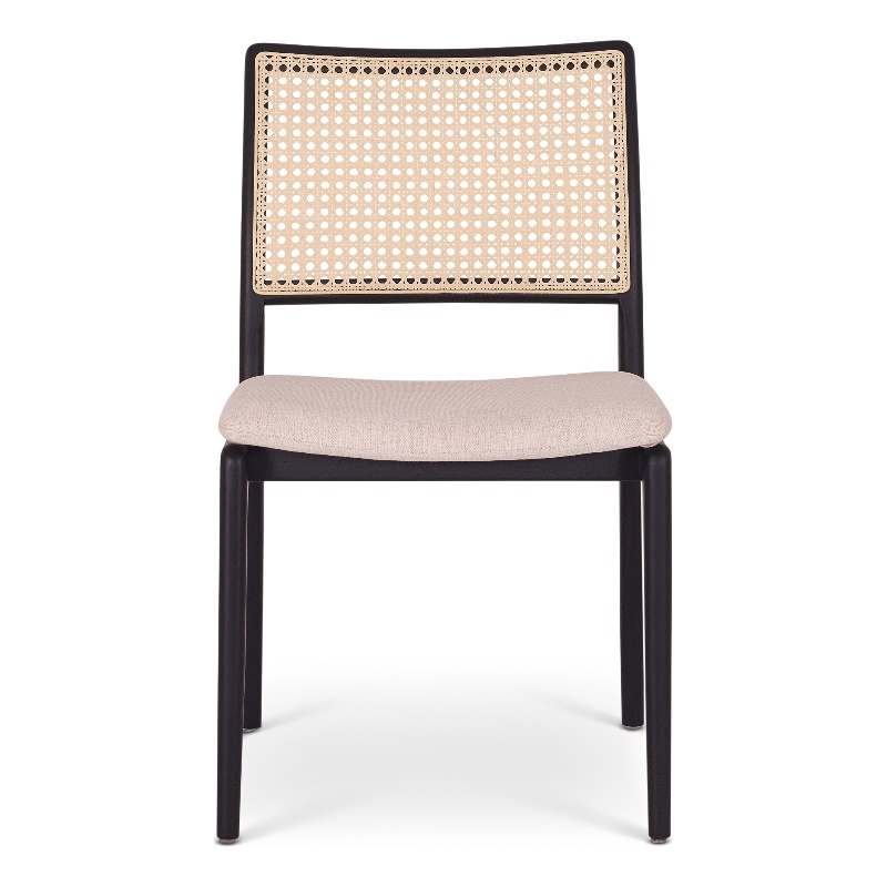 Urbia Modern Brazilian Charlotte Cane Side Chair in Medley Ivory Seat Ebano
