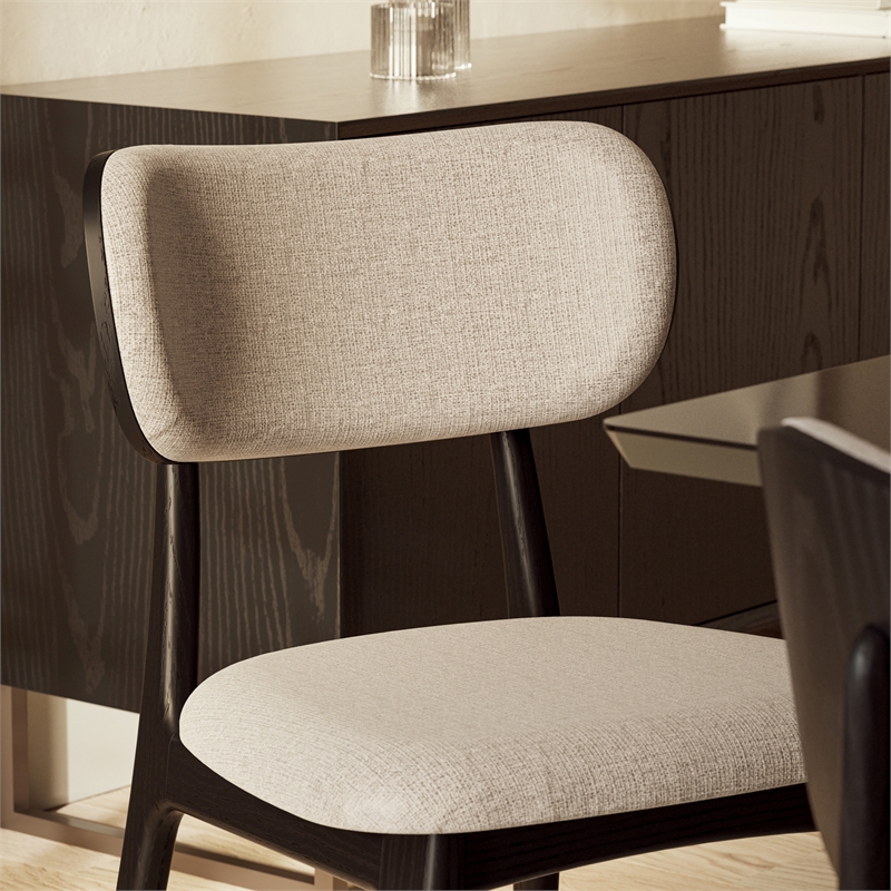 Urbia Modern Brazilian Claudia Side Chair in Harvest Jute Upholstery Ebano Frame