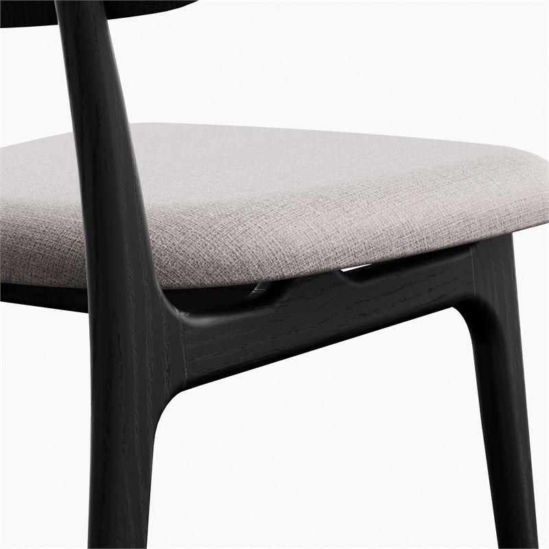 Urbia Modern Brazilian Claudia Side Chair in Harvest Jute Upholstery Ebano Frame