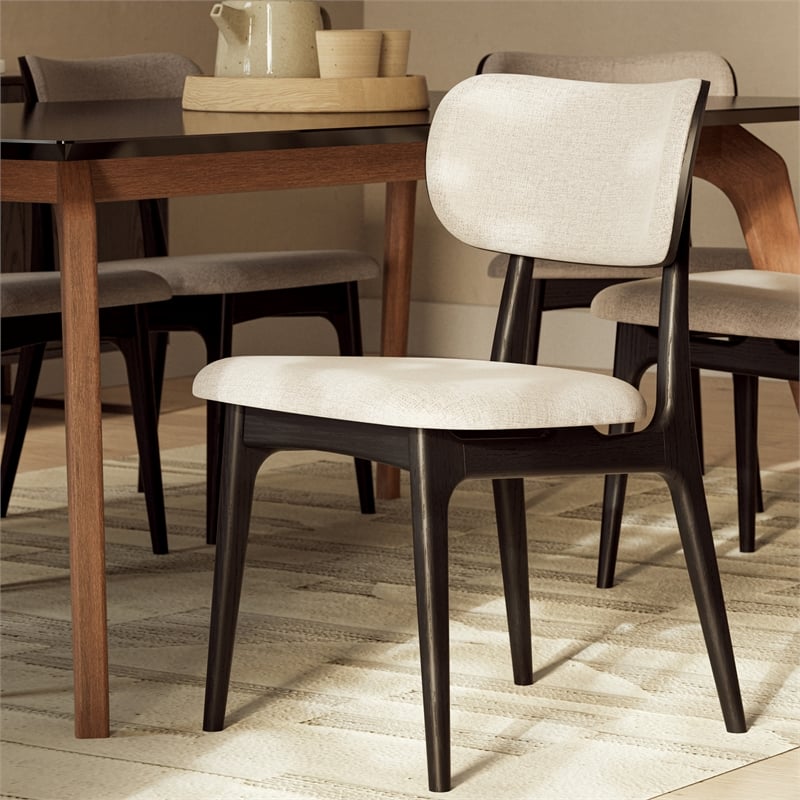 Urbia Modern Brazilian Claudia Side Chair in Harvest Jute Upholstery Ebano Frame