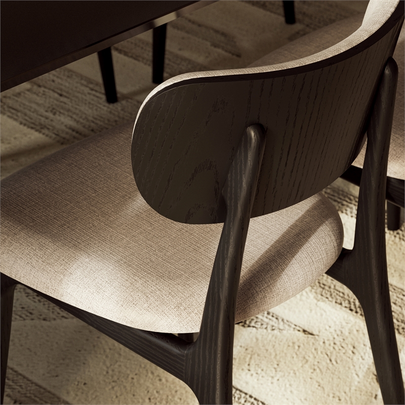 Urbia Modern Brazilian Claudia Side Chair in Harvest Jute Upholstery Ebano Frame