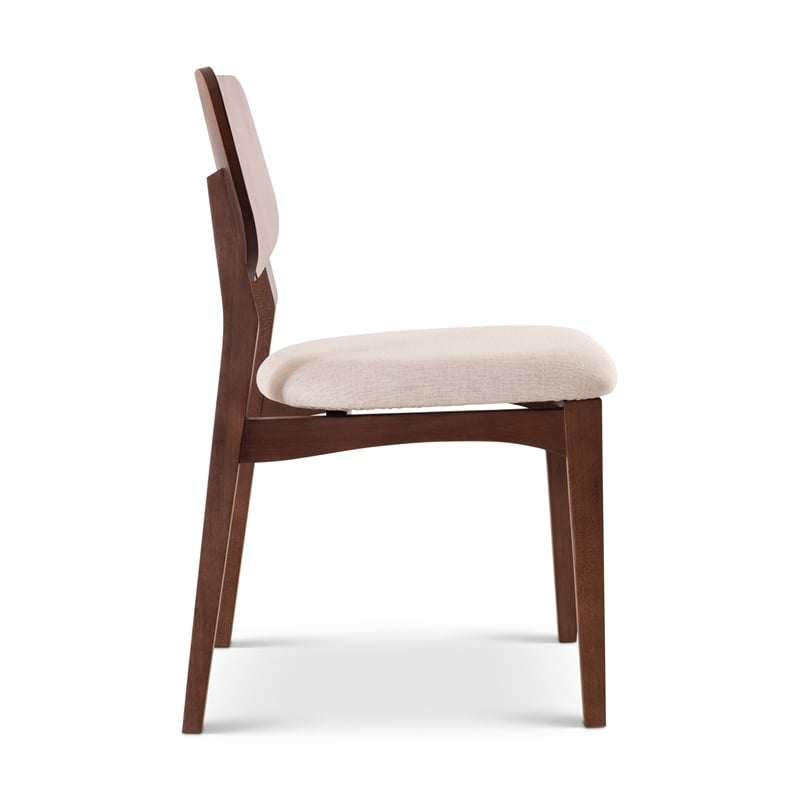 Urbia Modern Brazilian Beth Side Chair in Medley Ivory Seat Nogal Frame