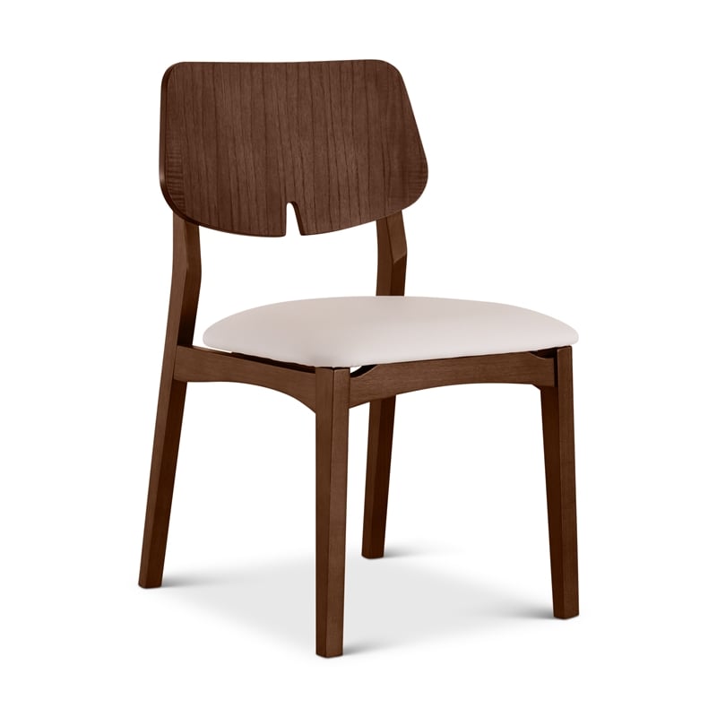Urbia Modern Brazilian Beth Side Chair in Shimmy Cream Seat Nogal Frame
