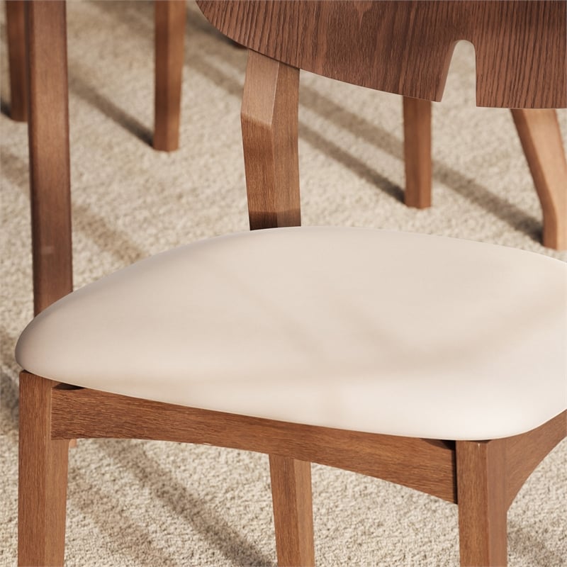 Urbia Modern Brazilian Beth Side Chair in Shimmy Cream Seat Nogal Frame