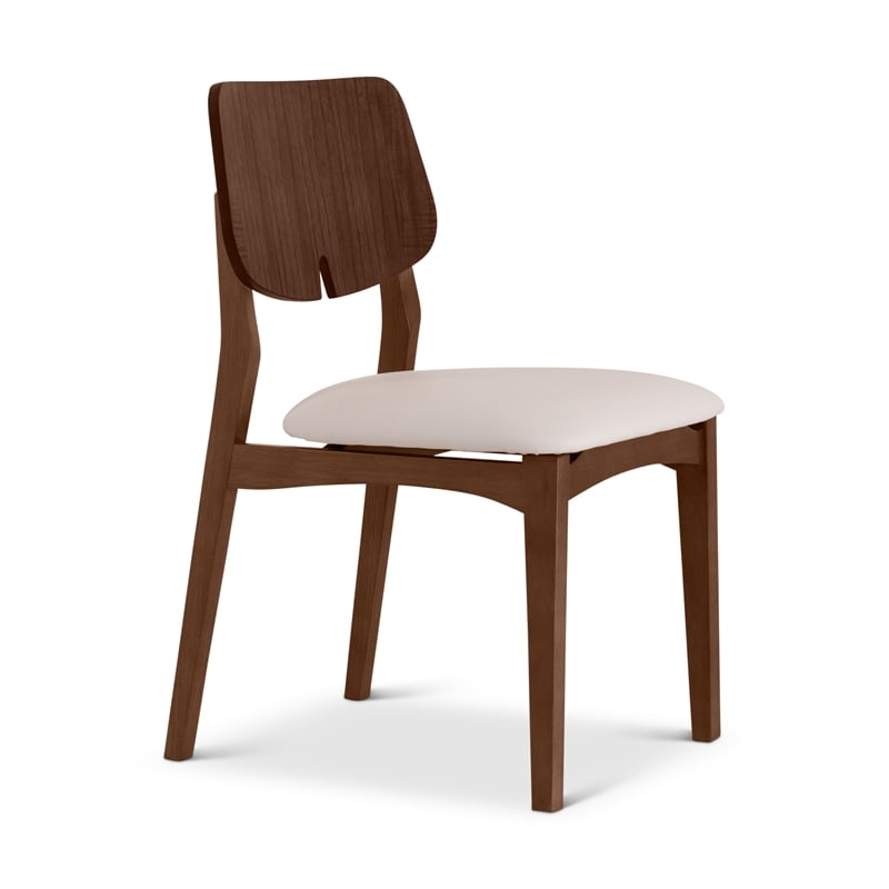 Urbia Modern Brazilian Beth Side Chair in Shimmy Cream Seat Nogal Frame