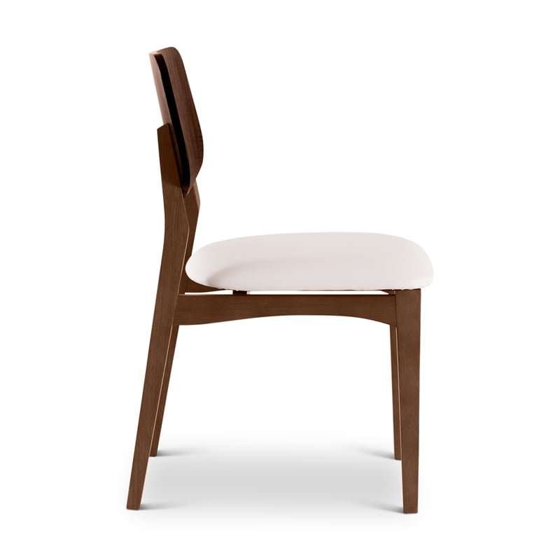 Urbia Modern Brazilian Beth Side Chair in Shimmy Cream Seat Nogal Frame
