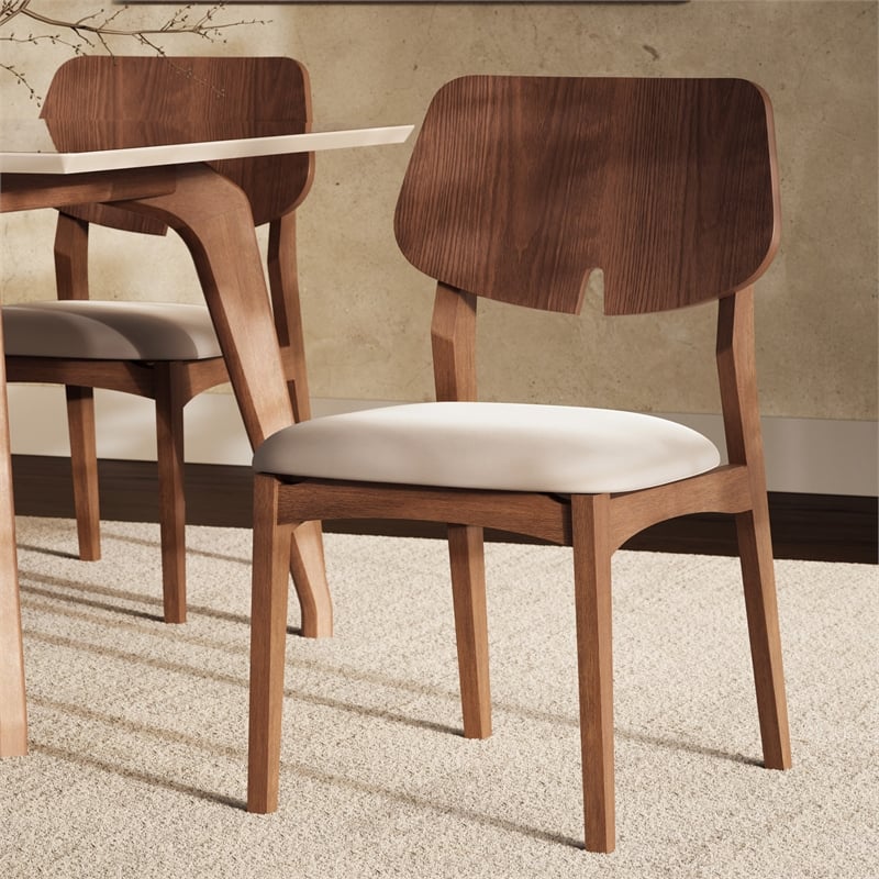 Urbia Modern Brazilian Beth Side Chair in Shimmy Cream Seat Nogal Frame