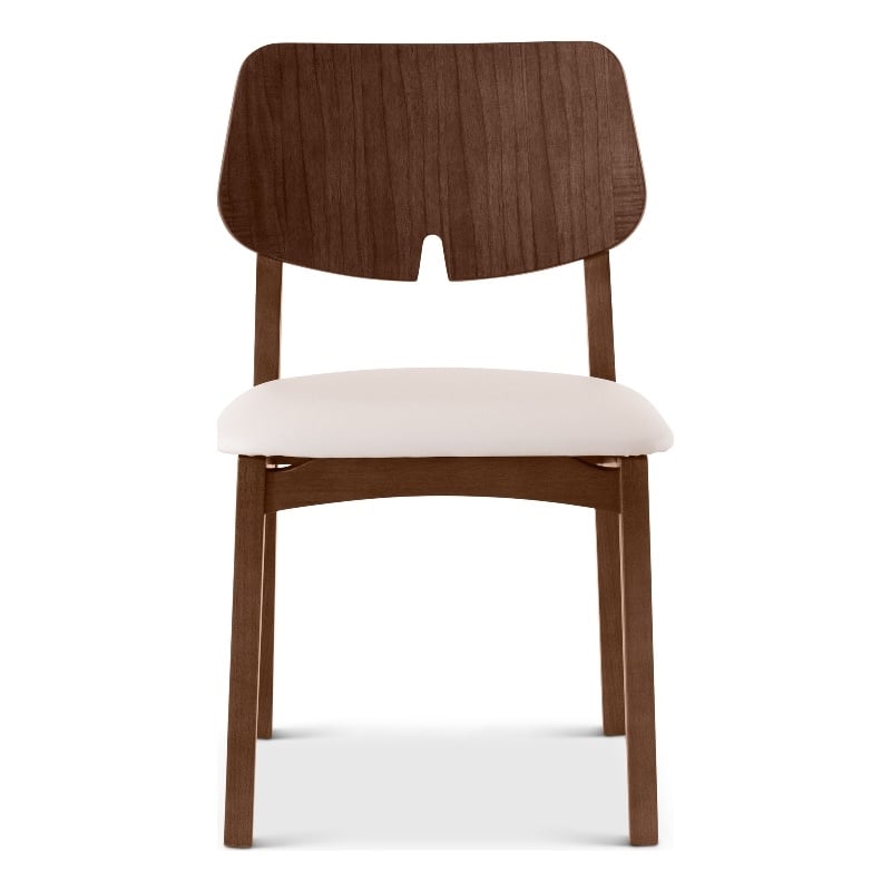 Urbia Modern Brazilian Beth Side Chair in Shimmy Cream Seat Nogal Frame