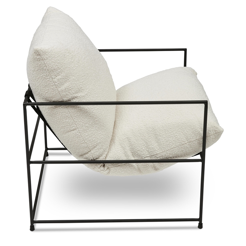 Urbia Metro Trent Accent Chair in White Boucle Upholstery