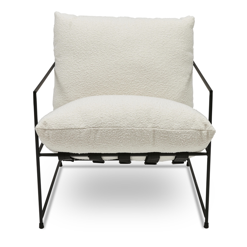 Urbia Metro Trent Accent Chair in White Boucle Upholstery