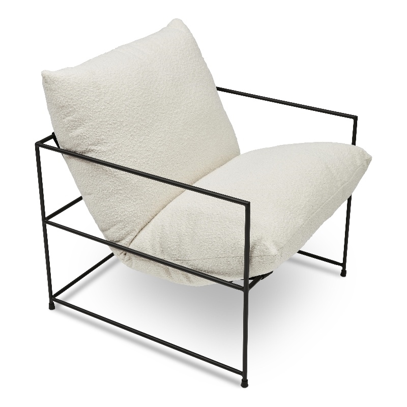 Urbia Metro Trent Accent Chair in White Boucle Upholstery