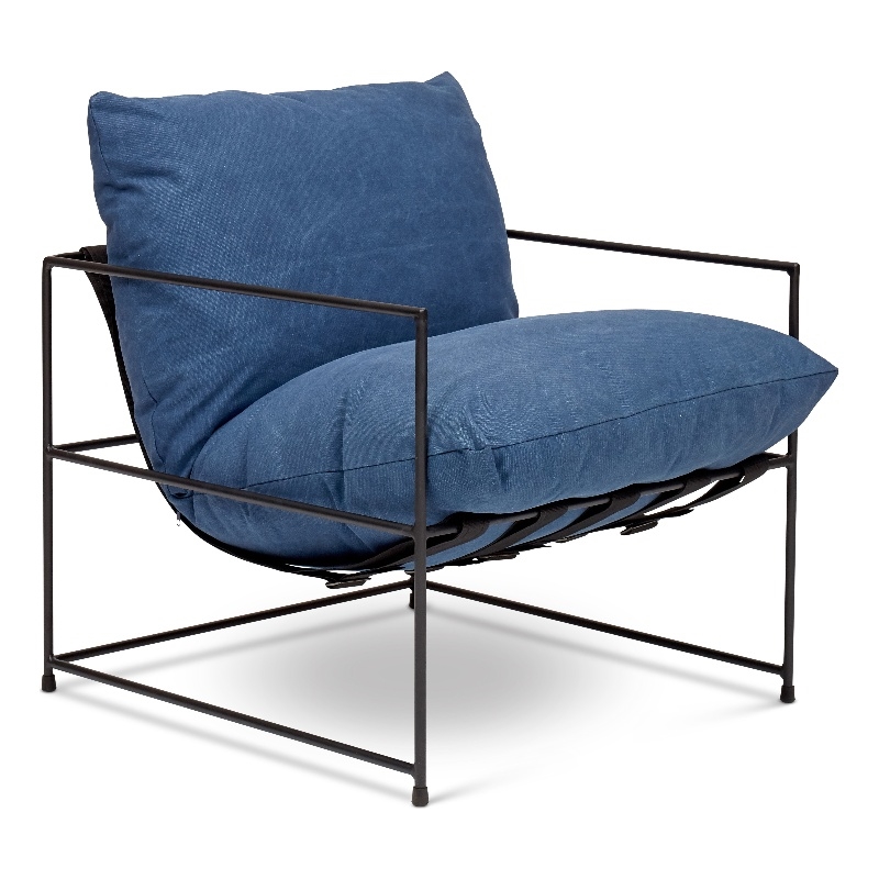 Urbia Metro Trent Accent Chair in Washed Navy Upholstery