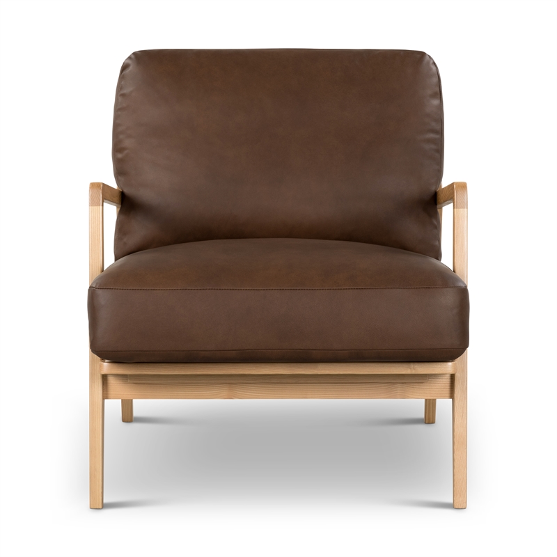 Urbia Metro Carmelo Genuine Leather Accent Chair in Oak/Brown