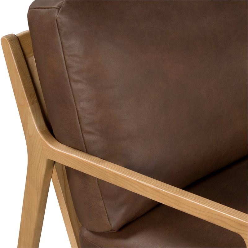 Urbia Metro Carmelo Genuine Leather Accent Chair in Oak/Brown