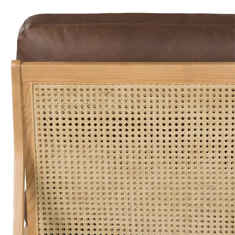 Urbia Metro Carmelo Genuine Leather Accent Chair in Oak/Brown