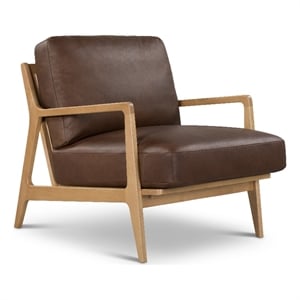 Urbia Metro Carmelo Genuine Leather Accent Chair in Oak/Brown