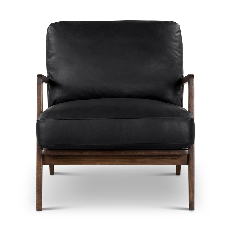 Urbia Metro Carmelo Genuine Leather Accent Chair in Walnut/Black