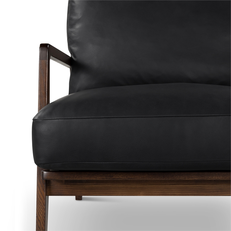 Urbia Metro Carmelo Genuine Leather Accent Chair in Walnut/Black