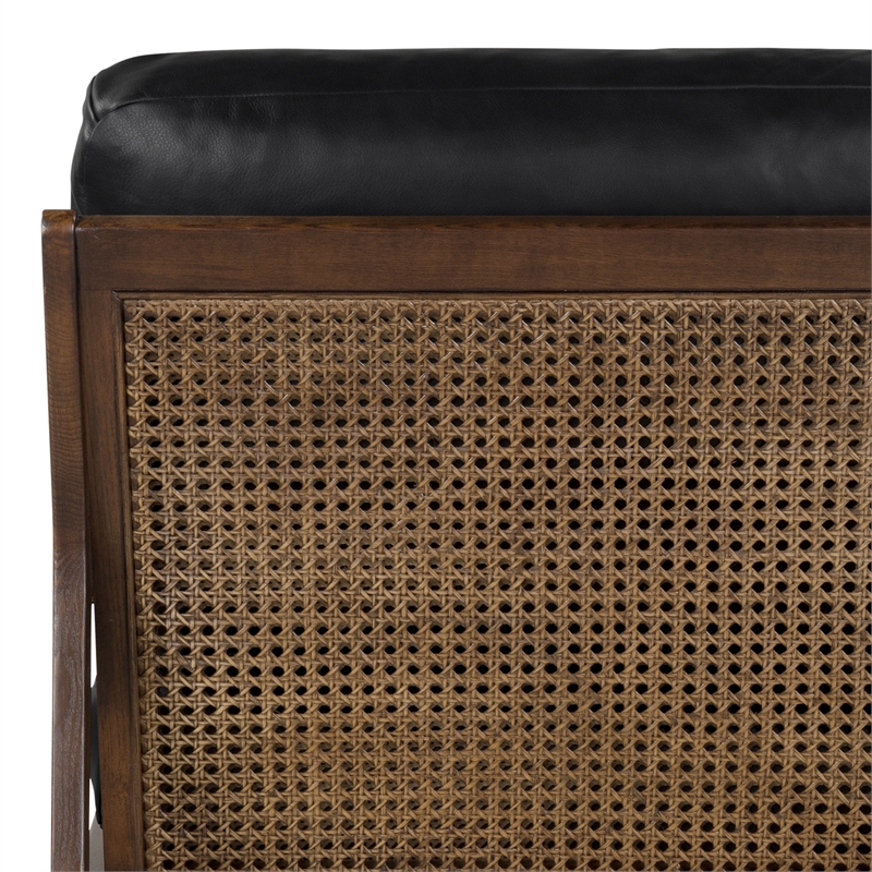 Urbia Metro Carmelo Genuine Leather Accent Chair in Walnut/Black