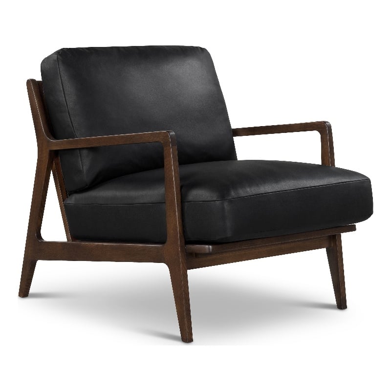 Urbia Metro Carmelo Genuine Leather Accent Chair in Walnut/Black