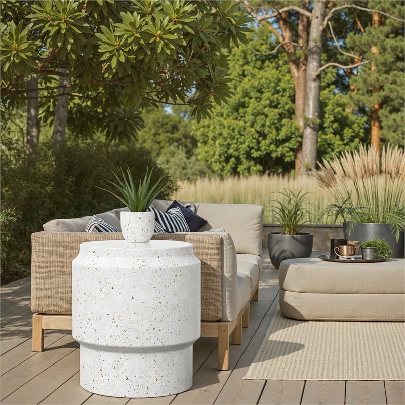 Urbia Mixx Barrel Stool in Ivory Terrazzo