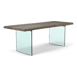 Urbia Brooks 40&quot x 79&quot Dining Table Glass Basein Grey Top/Clear Glass Base