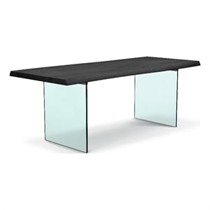 Urbia Brooks 40&quot x 116&quot Dining Table Glass Basein Ebonized Top Clear Glass Base