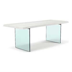 Urbia Brooks 40&quot x 116&quot Dining Table Glass Basein White Wash Top/Clear Glass