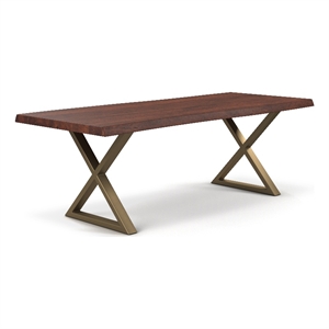 Urbia Brooks  40&quot x 79&quot Dining Table X Base in Americano Top Brass Base