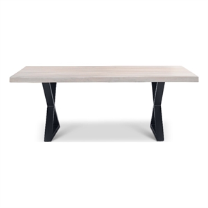 Urbia Brooks  40&quot x 79&quot Dining Table X Base in White Wash Top Black Base