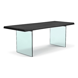 Urbia Brooks 40&quot x 92&quot Dining Table Glass Basein Ebonized Top Clear Glass Base