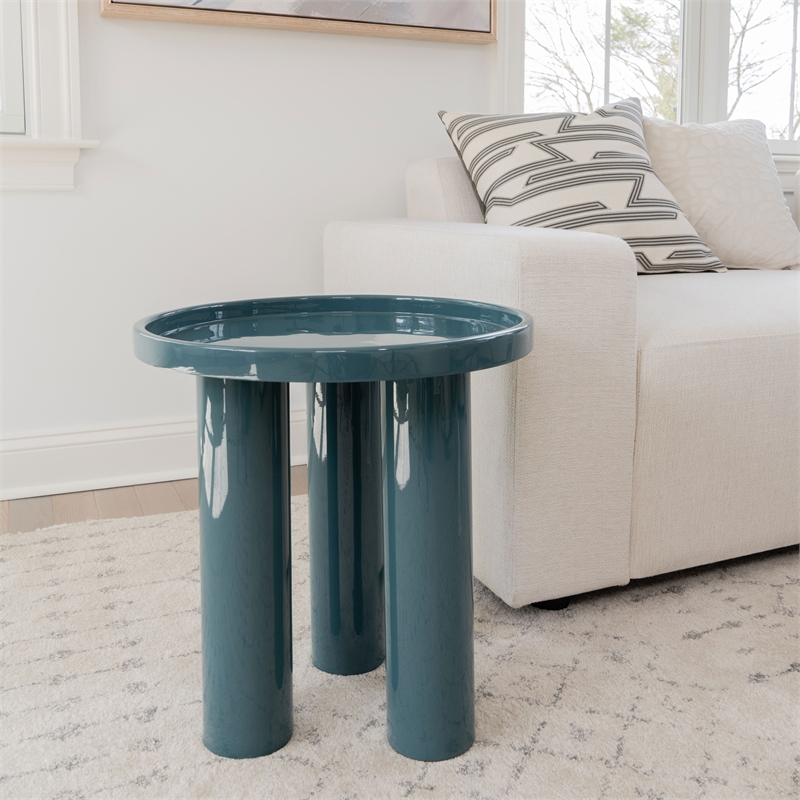 Urbia Eclat Sofia Enamel End Table in Aegean Teal