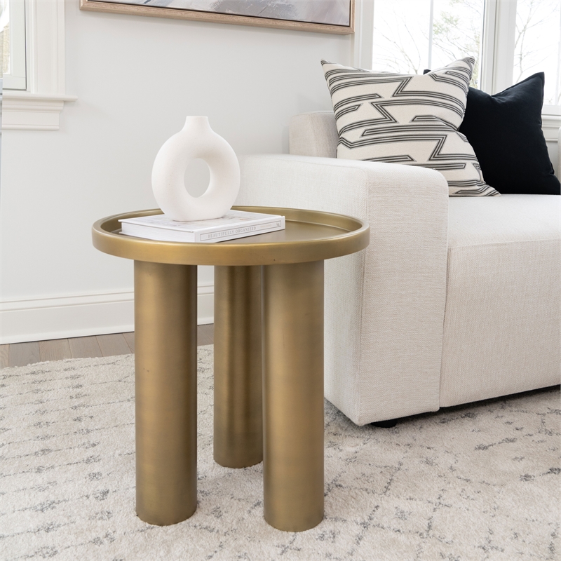 Urbia Eclat Sofia Industrial End Table in Industrial Brass