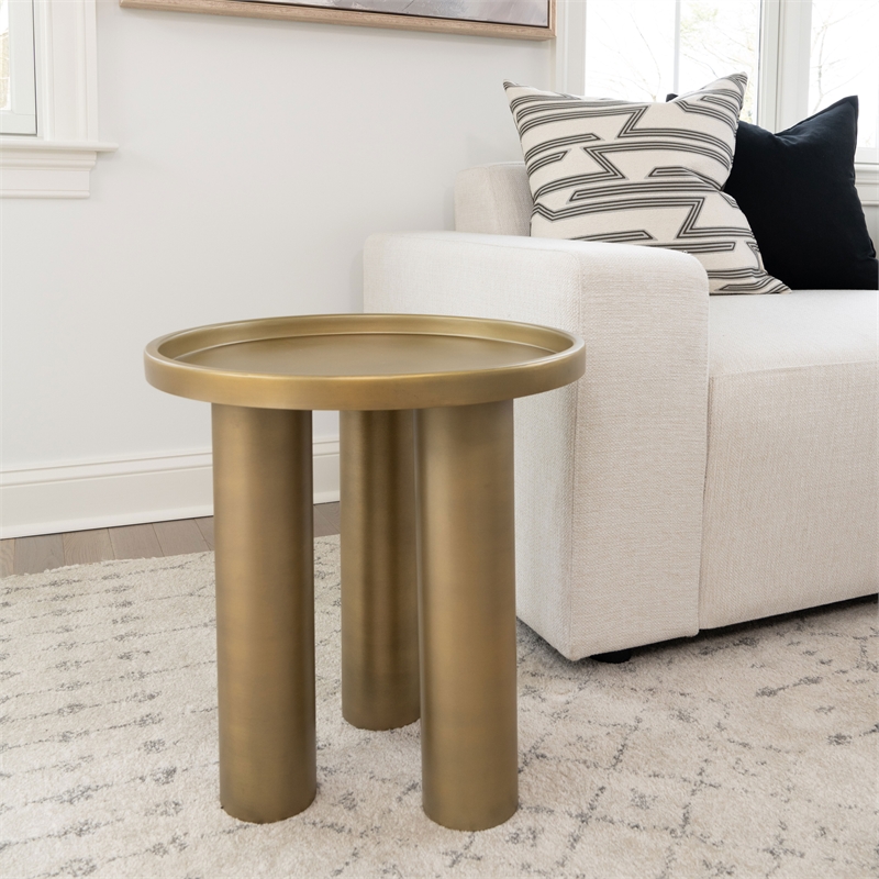 Urbia Eclat Sofia Industrial End Table in Industrial Brass