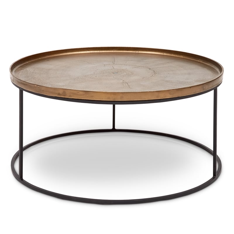 Urbia Elements Sana Coffee Table in Antique Brass Top Black Frame