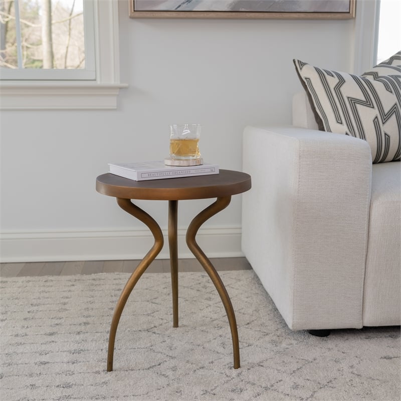 Urbia Elements Sarp End Table in Antique Brass