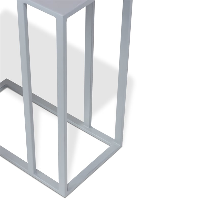 Urbia Elements Tanu C-Table Enamel Top End Table in Pearl Blue