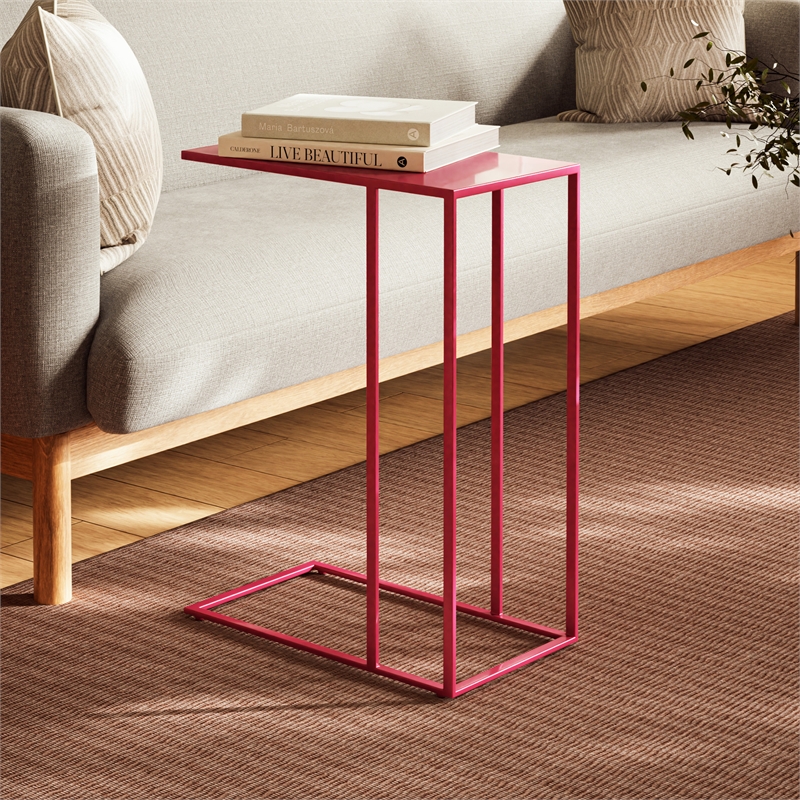Urbia Elements Tanu C-Table Enamel Top End Table in Plum