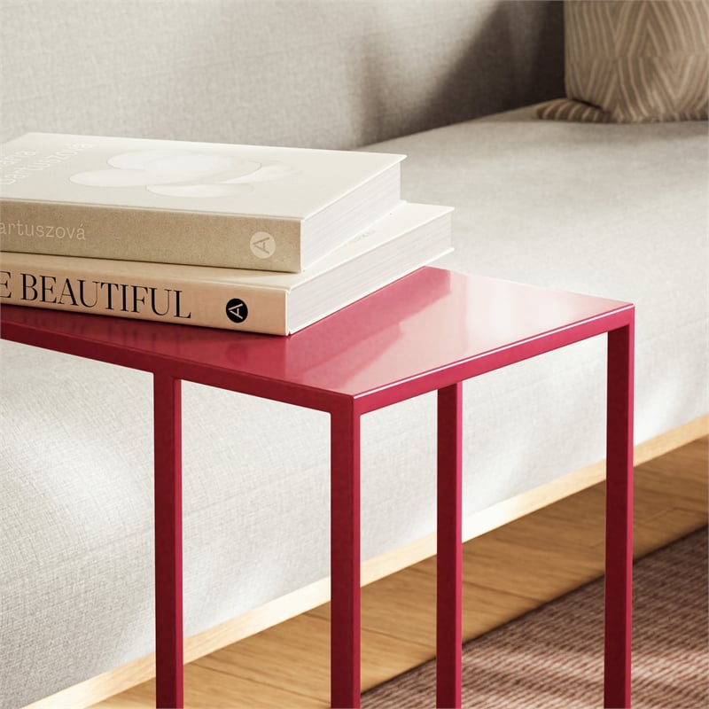 Urbia Elements Tanu C-Table Enamel Top End Table in Plum
