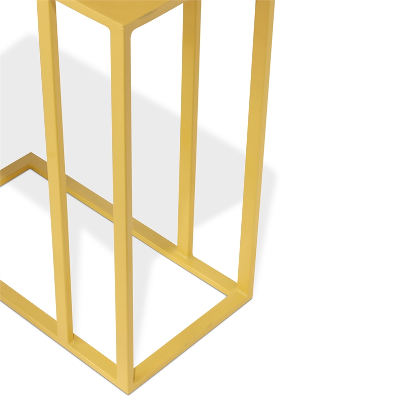 Urbia Elements Tanu C-Table Enamel Top End Table in Yellow Ochre