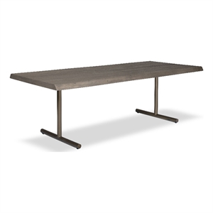 Urbia Brooks  40&quot x 79&quot Dining Table T Base in Sandblasted Grey Top Brass Base
